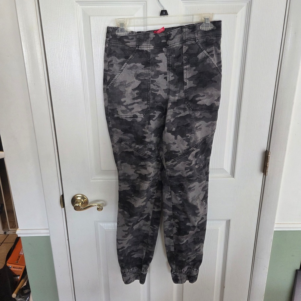 Spanx M Stretch Twill Cargo Jogger Pants Grey Camouflage‎ Military Grunge Punk